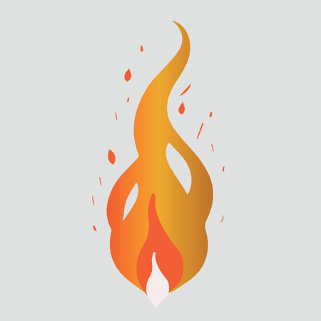Fire flame icon. Flat style. Vector illustration isolated on grey background.のイラスト素材