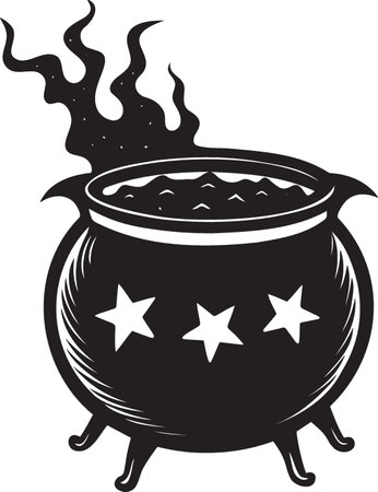 Halloween Witch's Pot.Vector illustration ready for vinyl cutting.のイラスト素材
