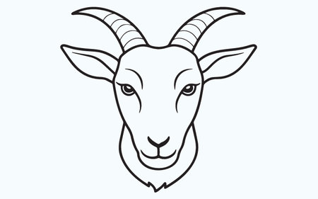 Vector image of goat head. Isolated on light blue background.のイラスト素材