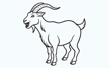 Vector image of a goat on a white background. Vector illustration.のイラスト素材