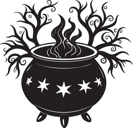 Halloween Witch's Pot.Vector illustration ready for vinyl cutting.のイラスト素材