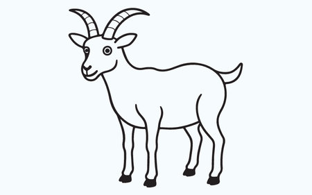 Vector image of a goat on a light blue background. Vector image.のイラスト素材