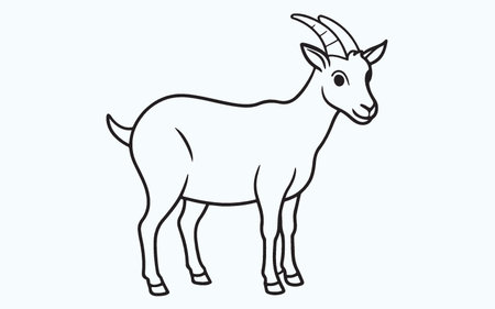Vector image of a goat on a light blue background, isolated.のイラスト素材