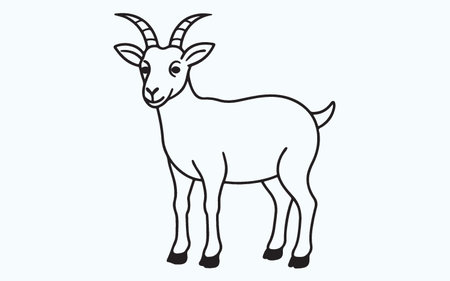 Vector image of a goat on a light blue background. Vector illustration.のイラスト素材
