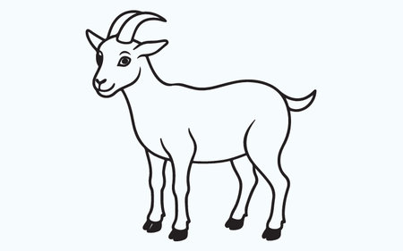 Vector image of a goat on a light blue background. Flat style.のイラスト素材