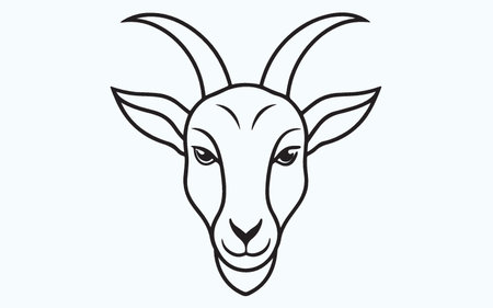 Goat head isolated on light blue background. Vector Illustration.のイラスト素材