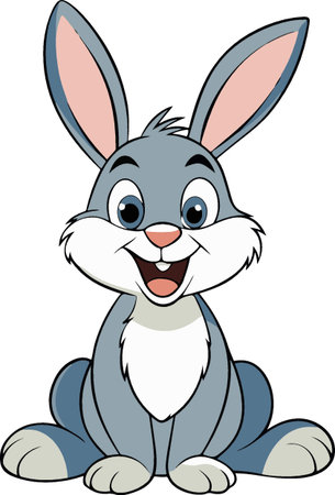 Cute rabbit cartoon. Vector clip art illustration with simple gradients. All in a single layer.のイラスト素材