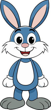 Cute rabbit cartoon with happy expression. Vector clip art illustration.のイラスト素材