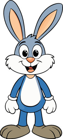 Cartoon Illustration of Cute Easter Bunny Animal Character for Coloring Bookのイラスト素材