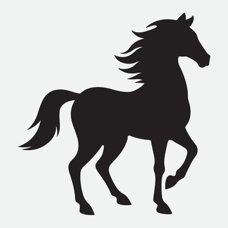 Black silhouette of a horse on a white background. Vector illustration.のイラスト素材