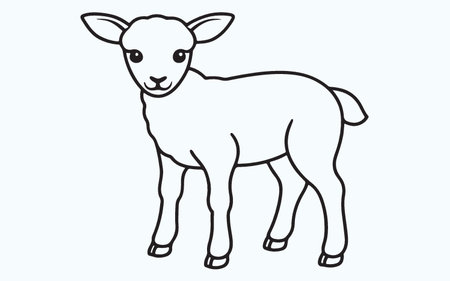 Illustration of a cute little lamb isolated on white background. Vector illustration.のイラスト素材
