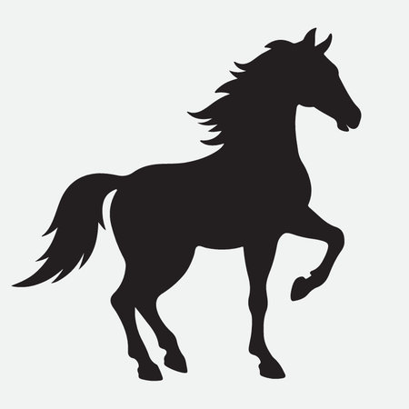 Black silhouette of a horse on a white background. Vector illustration.のイラスト素材