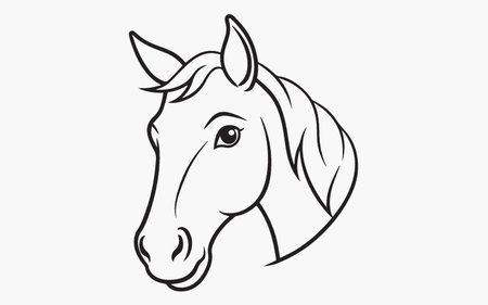 Vector image of a head of a horse in a linear style.のイラスト素材