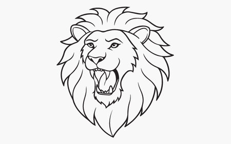 Lion head vector illustration isolated on white background. Lion head vector illustration.のイラスト素材