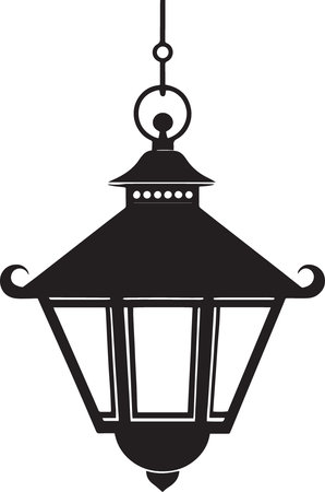 Lantern silhouette isolated on a white background. Vector illustration.のイラスト素材