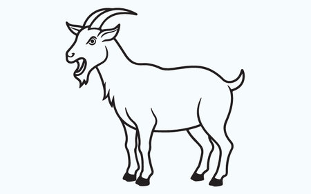 Vector image of a goat on a light blue background. Illustration of a goat.のイラスト素材