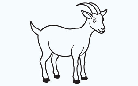 Vector image of a goat on a light blue background, isolated.のイラスト素材