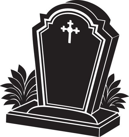Tombstone with cross.Vector illustration ready for vinyl cutting.のイラスト素材