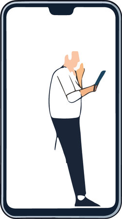Businessman with a tablet PC in his hand. Vector illustration.のイラスト素材