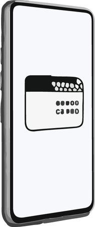 Mobile phone with a calendar on the screen. Vector illustration isolated on white background.のイラスト素材