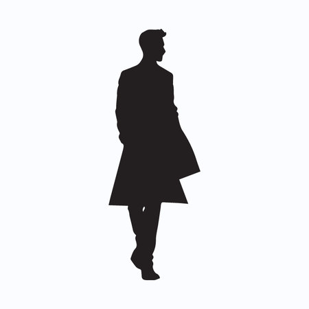 silhouette of a man in a coat on a white backgroundのイラスト素材