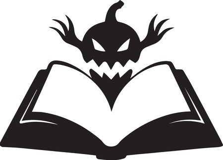 Halloween pumpkin reading book. Vector illustration ready for vinyl cutting.のイラスト素材