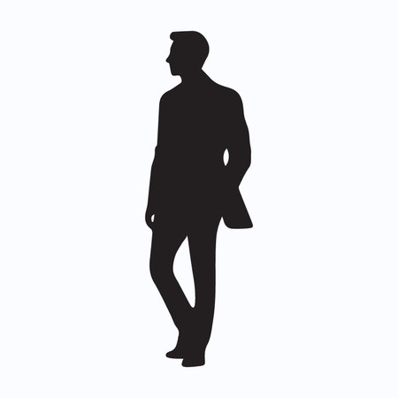 Businessman black silhouette, isolated on white background. Vector illustration.のイラスト素材