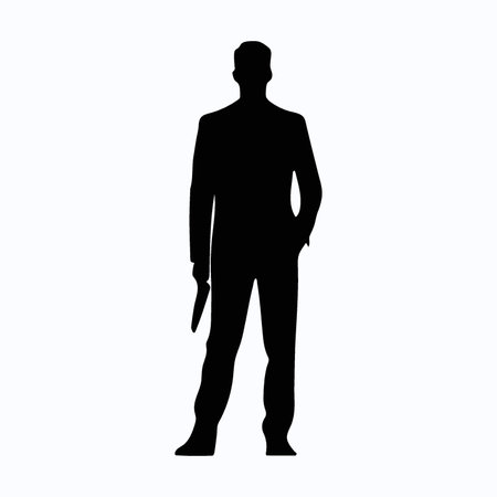 silhouette of a man with a gun on a white backgroundのイラスト素材