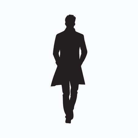 Silhouette of a man in a coat. Vector illustration.のイラスト素材