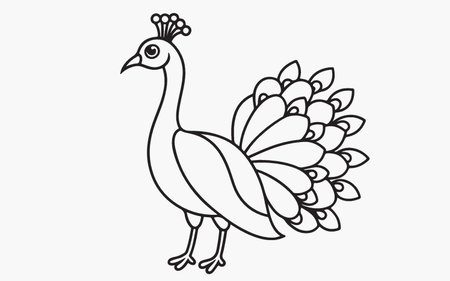 Peacock. Coloring book for children. Vector illustration.のイラスト素材
