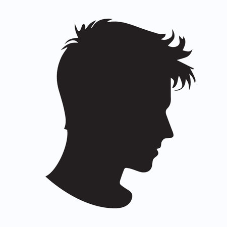 Vector silhouette of a man's head on a white background. Flat style.のイラスト素材