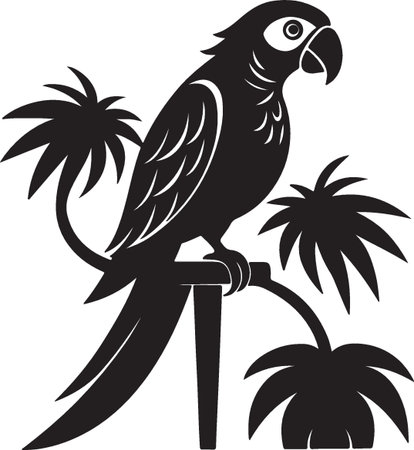 Parrot.Vector illustration ready for vinyl cutting. Isolated on white backgroundのイラスト素材