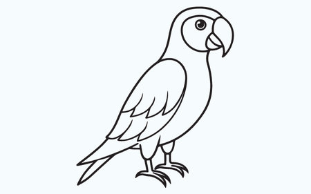 Parrot isolated on a light blue background. Vector illustration of a bird.のイラスト素材