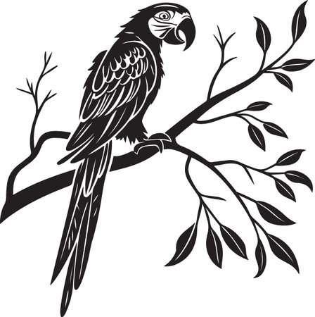 Parrot.Vector illustration ready for vinyl cutting.Eps10のイラスト素材