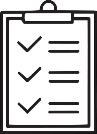 Black line Clipboard with checklist icon isolated on white background. Control list symbol. Survey poll or questionnaire feedback form. Vector Illustrationのイラスト素材