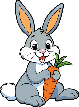 Rabbit with carrot. Vector illustration of a cartoon rabbit with carrot.のイラスト素材