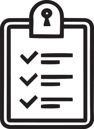 Black line Clipboard with checklist icon isolated on white background. Control list symbol. Survey poll or questionnaire feedback form. Vector Illustrationのイラスト素材