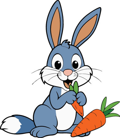 Cartoon Illustration of Cute Easter Bunny Animal Character with Carrotのイラスト素材