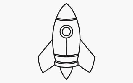 Rocket icon. Black and white vector illustration isolated on white background.のイラスト素材