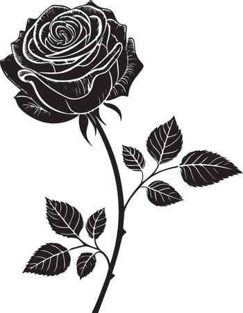 Black rose on a white background. Vector illustration ready for vinyl cutting.のイラスト素材