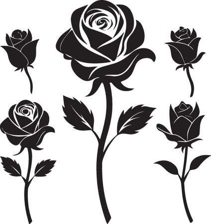 Black roses on a white background. Vector illustration ready for vinyl cutting.のイラスト素材