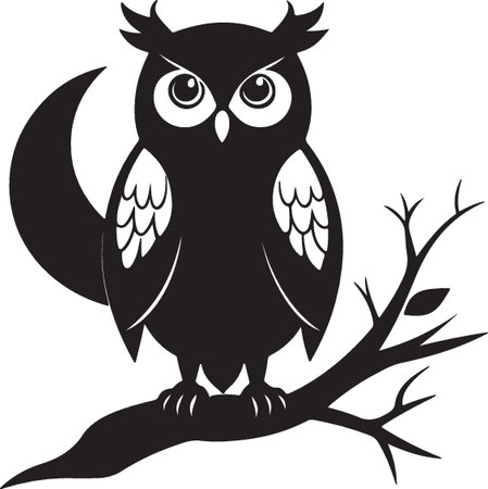 Owl.Vector illustration ready for vinyl cutting.\"\""のイラスト素材