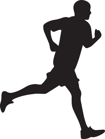 Running man silhouette isolated on white background. Vector illustration for design.のイラスト素材