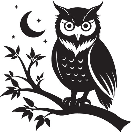 Owl on the Tree.Vector illustration ready for vinyl cutting.のイラスト素材