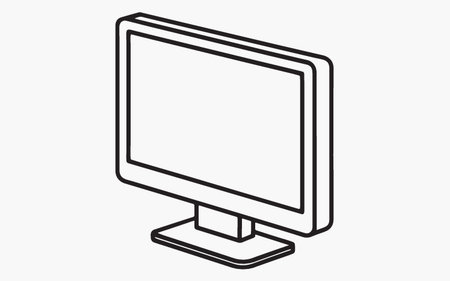 Computer monitor icon in outline style isolated on white background. Vector illustration.のイラスト素材