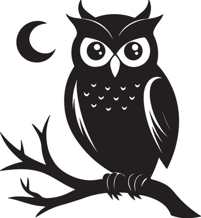Owl on a Branch.Vector illustration ready for vinyl cutting.のイラスト素材
