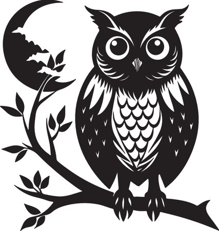 Owl.Vector illustration ready for vinyl cutting.\\"\"\""のイラスト素材