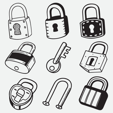 lock icons set, black and white design. vector illustration eps10のイラスト素材