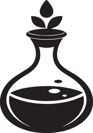 Laboratory flask with a chemical liquid, black and white vector illustrationのイラスト素材