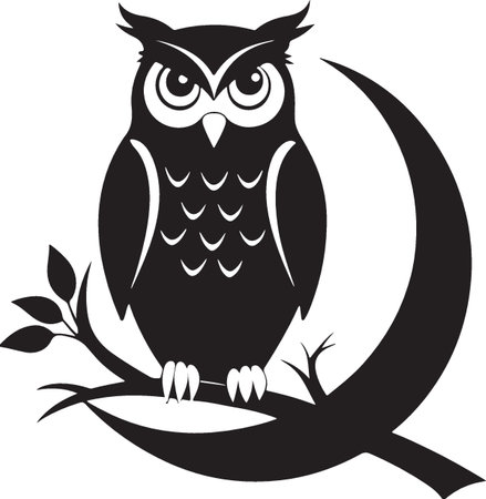 Owl sitting on a branch.Vector illustration ready for vinyl cutting.のイラスト素材